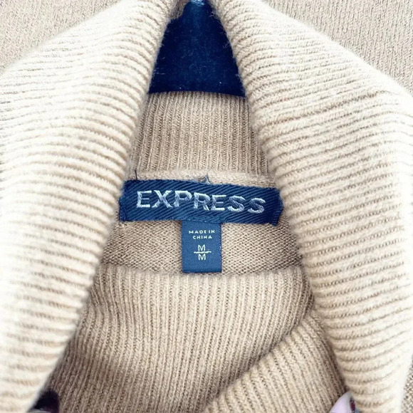 Express Turtleneck Sweater Women's Size M Light Brown Wool Acrylic Cozy Pullover - Picture 3 of 4